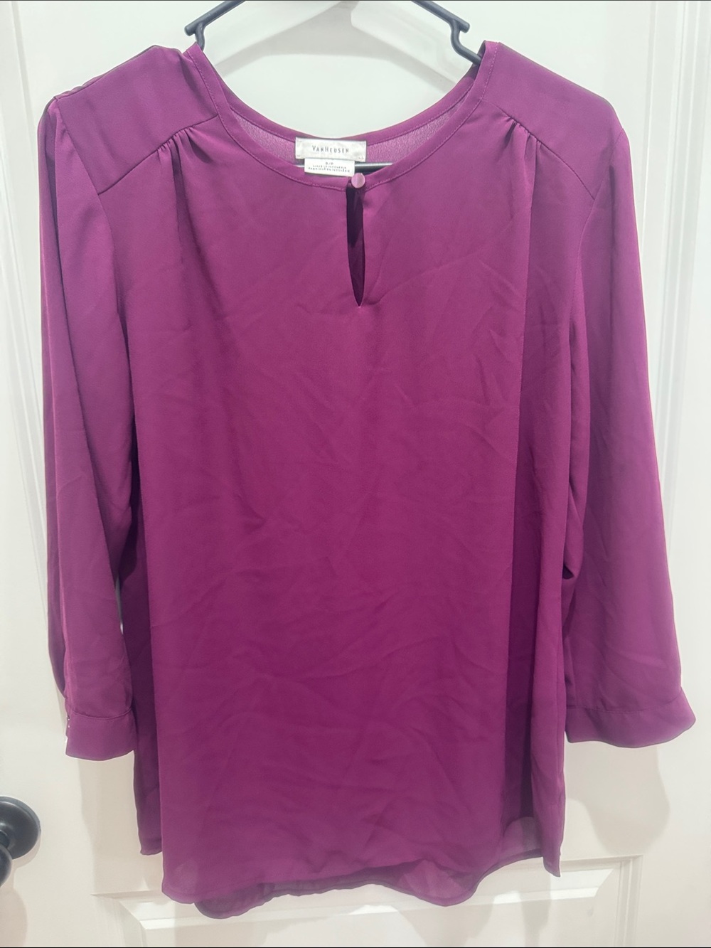 Van Heusen Plum Keyhole Long-Sleeve Blouse
